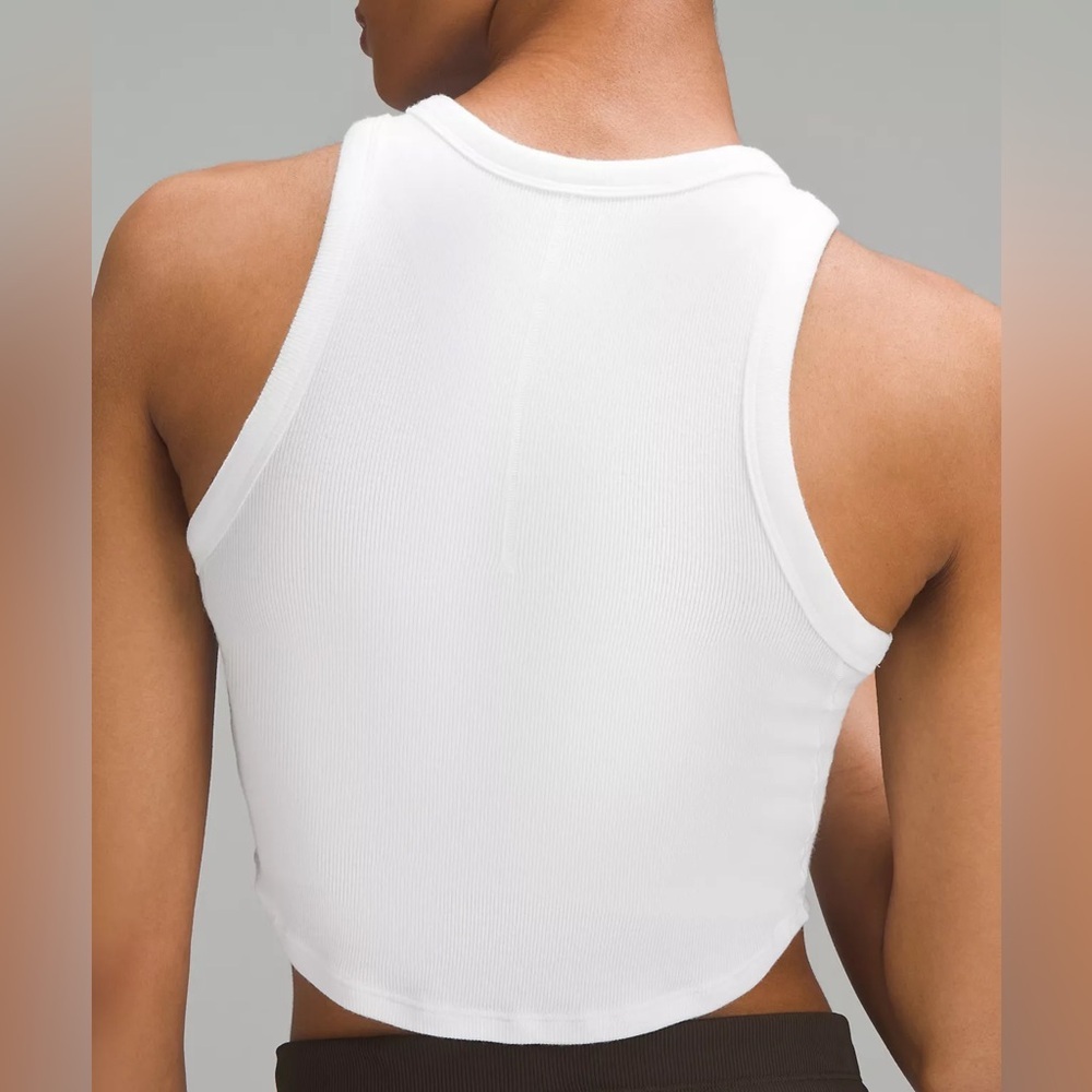 Lululemon Hold Tight Crop Tank Top White Ribbed Size 4 / Small - Picture 2 of 7